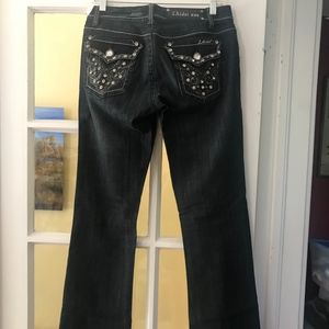 L.A Idol Black Bootcut Jeans with studded pockets